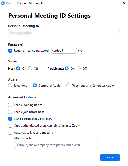 Zoom settings