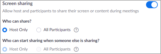 Zoom share settings